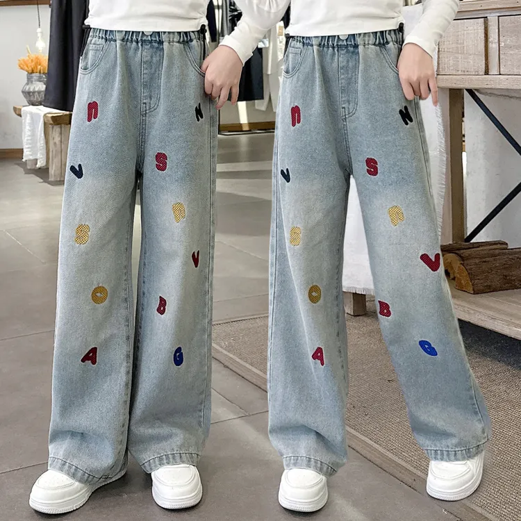 女童牛仔裤春秋款2025新款秋装8中大童时尚洋气10岁儿童裤子潮流