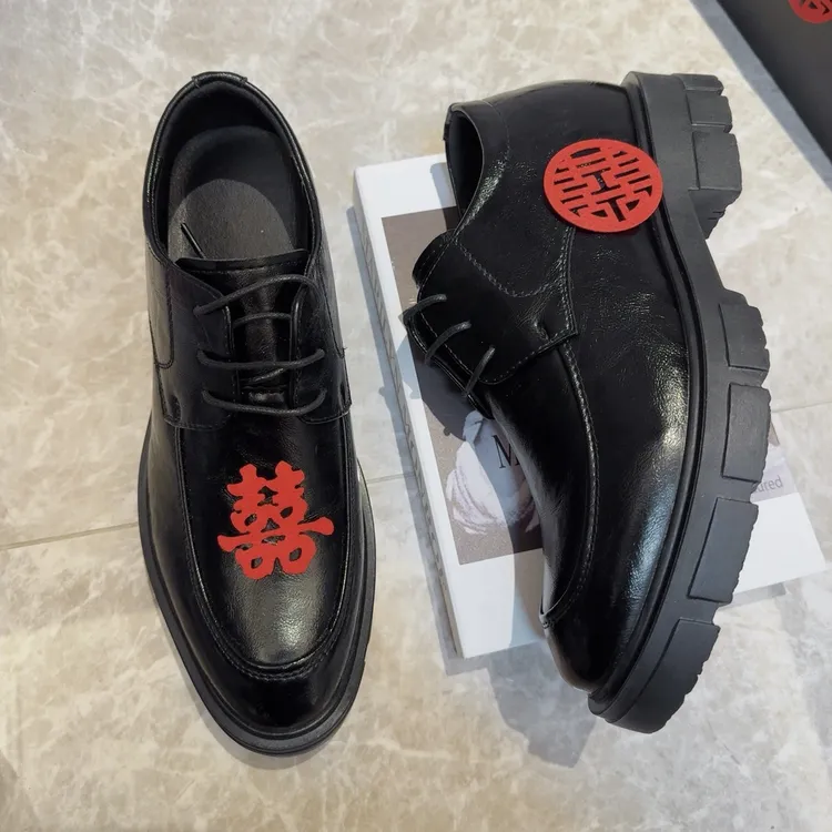新郎内增高皮鞋男10cm厚底正装商务厚底鞋增高鞋休闲结婚新郎鞋潮