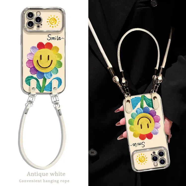 适用于苹果16华为/OPPO/vivo太阳花笑脸手机壳简约流行时尚可爱新