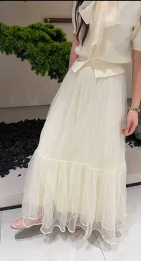 法式仙女气质肌理感网纱百褶半身裙女2025秋季新款高腰A字大摆裙