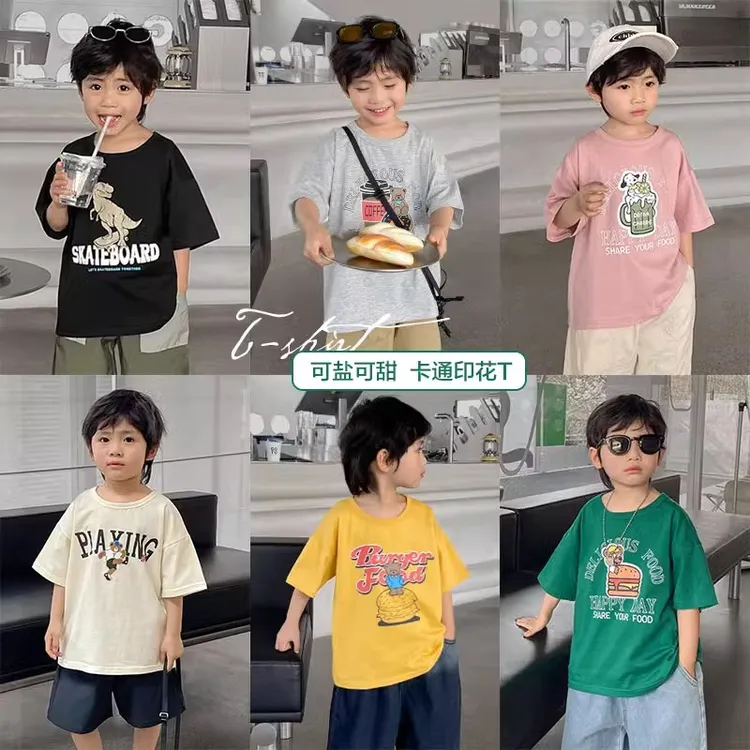 X4274男童印花短袖t恤夏款夏装婴儿童装宝宝小童半袖上衣潮薄夏季