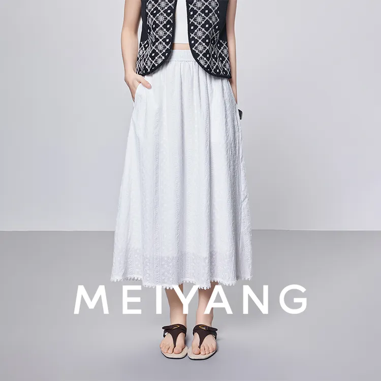 【现货】美洋MEIYANG【商场同款】 满天星半身裙 棉麻A字半身中长裙