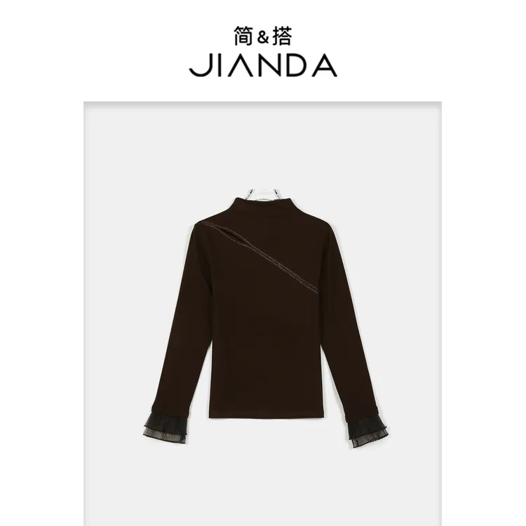 简&搭【千屿Sheila】“水晶之恋”加厚网纱袖口毛衣254-MY/1122-6075