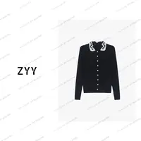 ZYY【恋恋序曲】2025S/S新品翻领刺绣撞色长袖针织衫女X25QZZ04204
