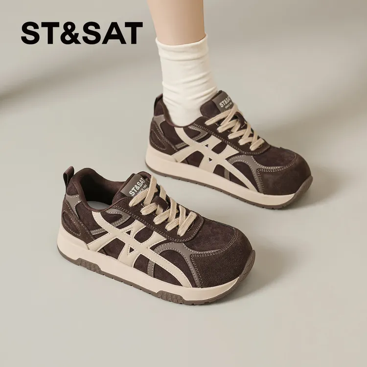 星期六复古休闲运动鞋女款2025秋季爆款时尚百搭阿甘鞋厚底德训鞋