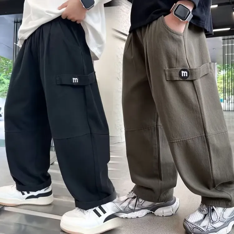 男童裤子秋季工装裤春秋款新款大儿童秋装炸街长裤秋冬加绒洋气潮