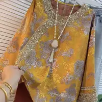 重工长袖不起球薄款提花圆领宽松型大码衬衫斜襟