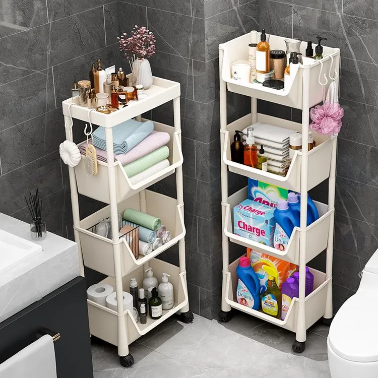 卫生间置物架浴室移动小推车落地厕所马桶漱台化妆品夹缝收纳架