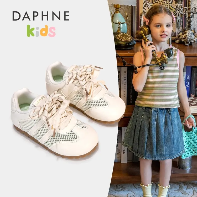 Daphne/达芙妮儿童板鞋2025夏季女童中大童透气舒适百搭德训鞋
