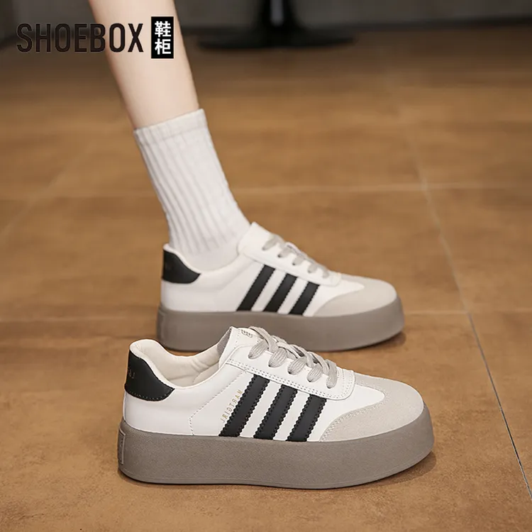 SHOEBOX鞋柜厚底休闲小白鞋女2025春季新款时尚百搭软底德训鞋