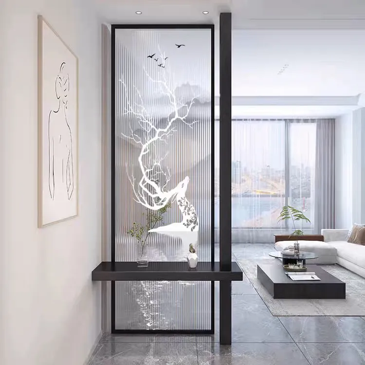 轻奢新款屏风隔断客厅简约入户玄关卫生间遮挡铁艺不锈钢定制