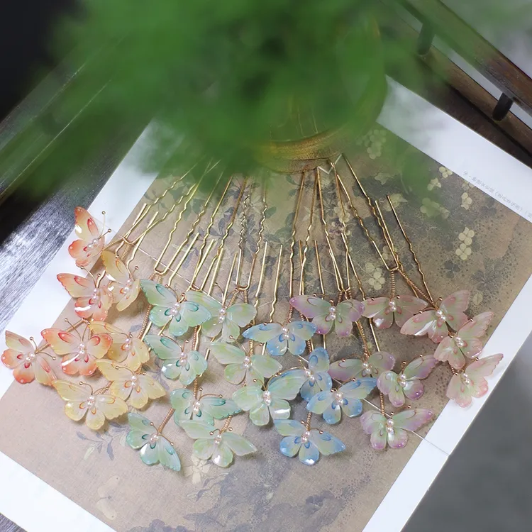 【红藤杖】|颤颤蝴蝶|紫色橘色绿色热缩汉服配饰国风发饰日常超仙