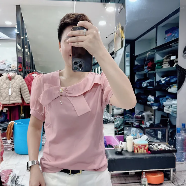 韩货高级拼接时尚气质珍珠胸针2色上衣6193可爱