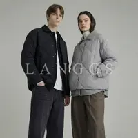  LANGGS&浪叔  25冬季阳离子混纺毛呢拼接叠穿假两件羽绒服-86514
