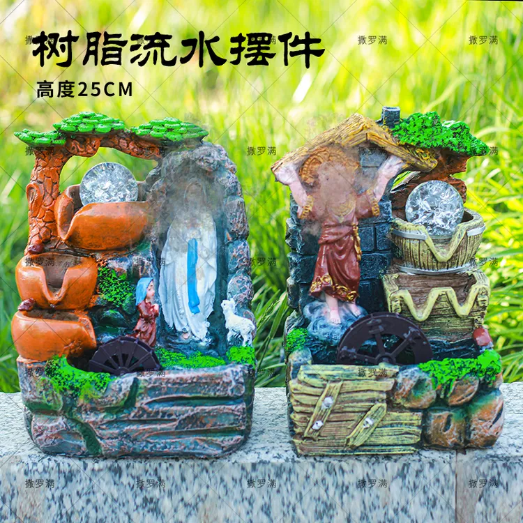 树脂摆件流水母亲田园婴孩桌面摆件25*20cm