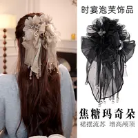 焦糖玛奇朵抓夹法式重工丝带蝴蝶结花朵裙摆流苏发饰原创新款头饰