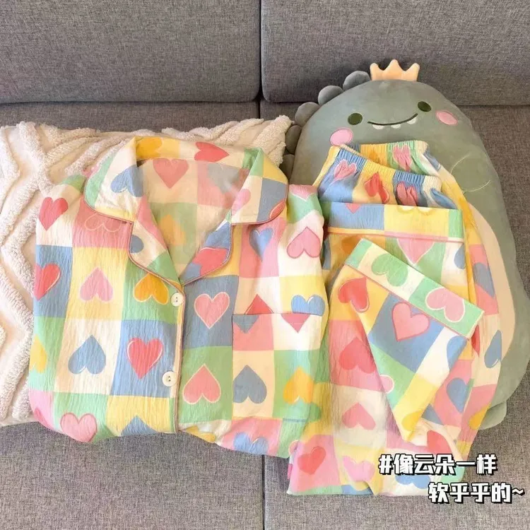 春秋季长袖长裤儿童睡衣云朵棉中大童休闲家居服卡通开衫可爱套装