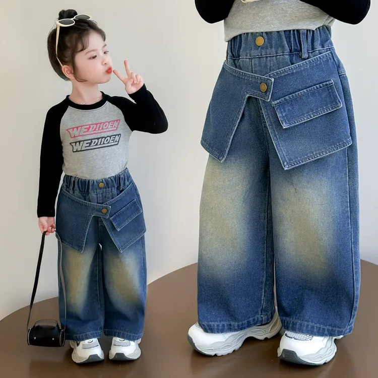 女童春秋牛仔裤2025新款3-6岁幼儿园潮款女宝宝中小童秋季休闲裤