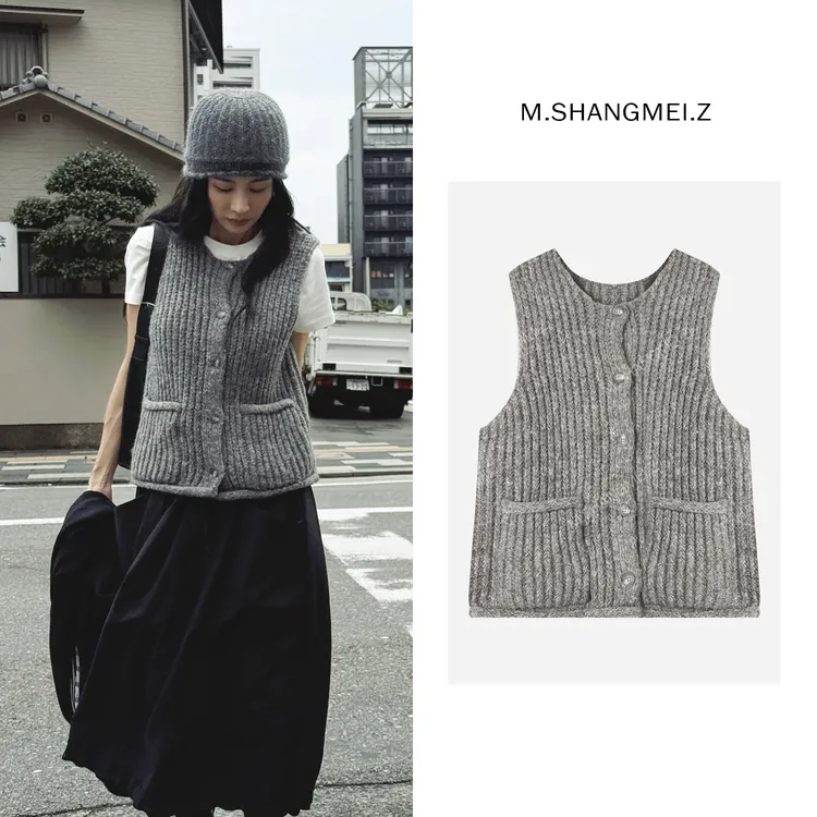 M.SHANGMEI.Z/沐熙【缆绳马甲】美大哥舒适针织毛衣马甲X09M2136