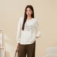 采多宝大码女装简约字母印花钉珠厚款保暖圆领梨型卫衣 EDZ5813