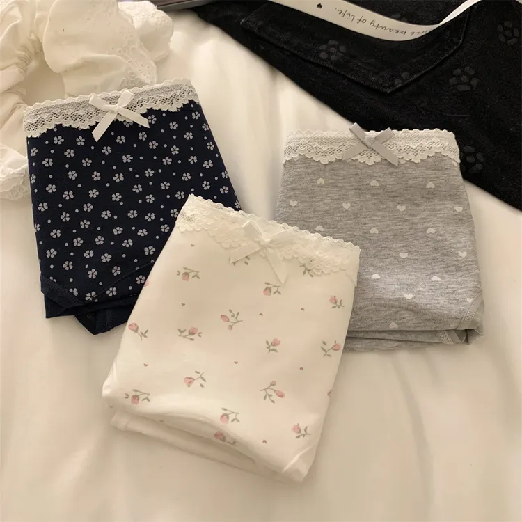 "窗外已放晴"【浪漫花房】10A抑菌女生内裤女士纯棉三角裤加长裆