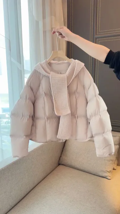 韩系短款粉色羽绒服女2025年冬季新款甜美小清新加厚保暖外套上衣