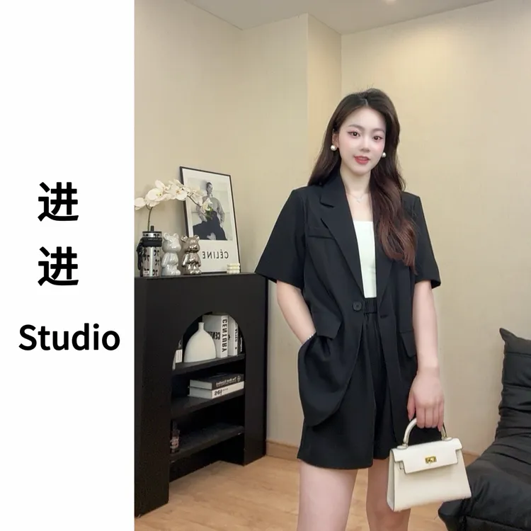 高品质2025夏季小个子西装两件外套女薄款显瘦新款韩版短袖套装