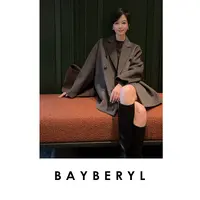 BAYBERYL老贝经典AC*双排扣宽松驳领百搭秋毛呢大衣MF5H2606-9/27