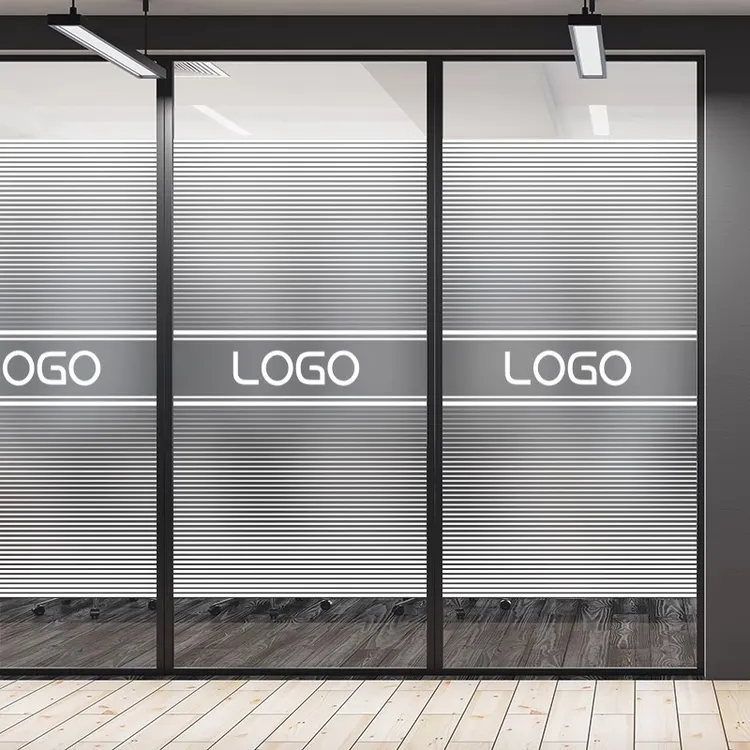 办公室玻璃门防撞条高腰线贴膜广告字公司LOGO装饰定制磨砂贴纸膜