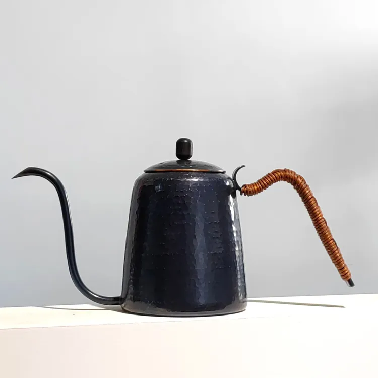 手作铜0.6L手冲咖啡壶藤柄版