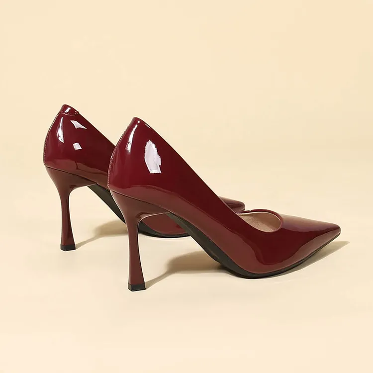 秋季小个子女高跟鞋不累脚气质百搭细跟红色尖头法式春女单鞋真皮