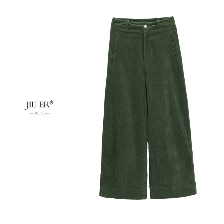 JIUER加绒加厚灯芯绒阔腿裤  细坑条质感搭显瘦直筒垂坠感3220