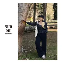 ZOZ糯米子[糯米裤]韩式阔腿裤时尚休闲显瘦收腰设计感户外裤子