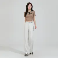 【素颜】高定面料白色功能性抗皱时尚前卫立体科技感女窄版直筒9603