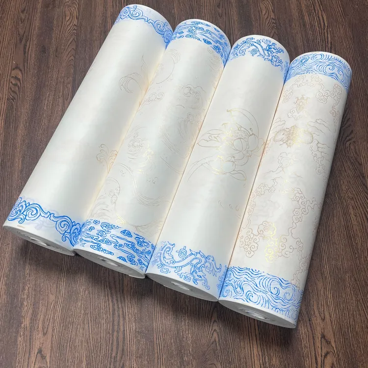 国展长卷宣纸加厚微喷双色青花描金毛笔字书法创作参赛专用作品纸