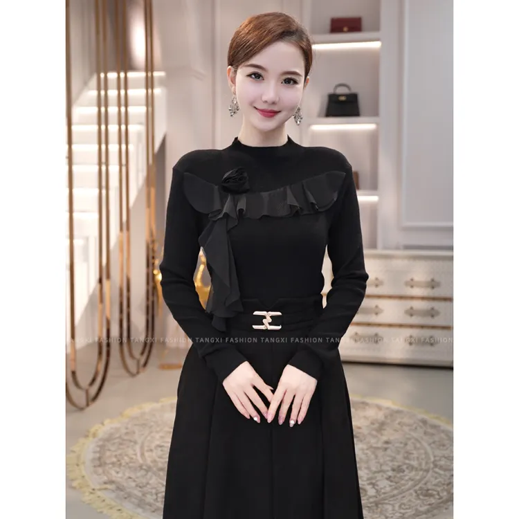 2025新款【L1-02】含绵羊毛针织衫精致修身百搭毛衣内搭黑色针织衫