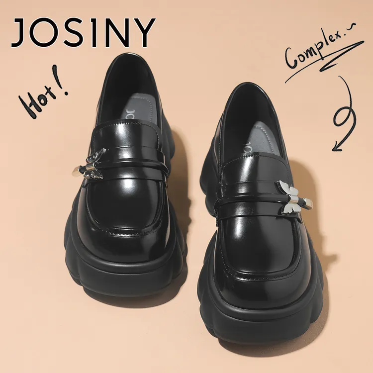 卓诗尼英伦风小皮鞋女2025秋季新款厚底乐福鞋日系JK鞋一脚蹬单鞋