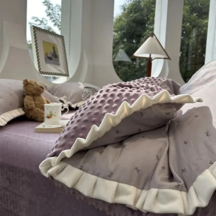 ins风床品套件适合年轻人紫色少女心四件套棉加绒秋冬四件套韩版