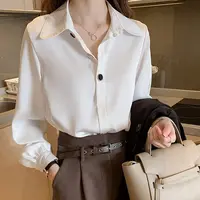 5093春秋装长袖白色衬衫上衣女设计感小众衬衫
