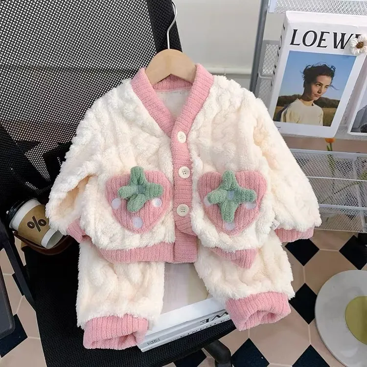 儿童睡衣女童秋冬款法兰绒女孩2025新款冬季加厚珊瑚绒宝宝家居服