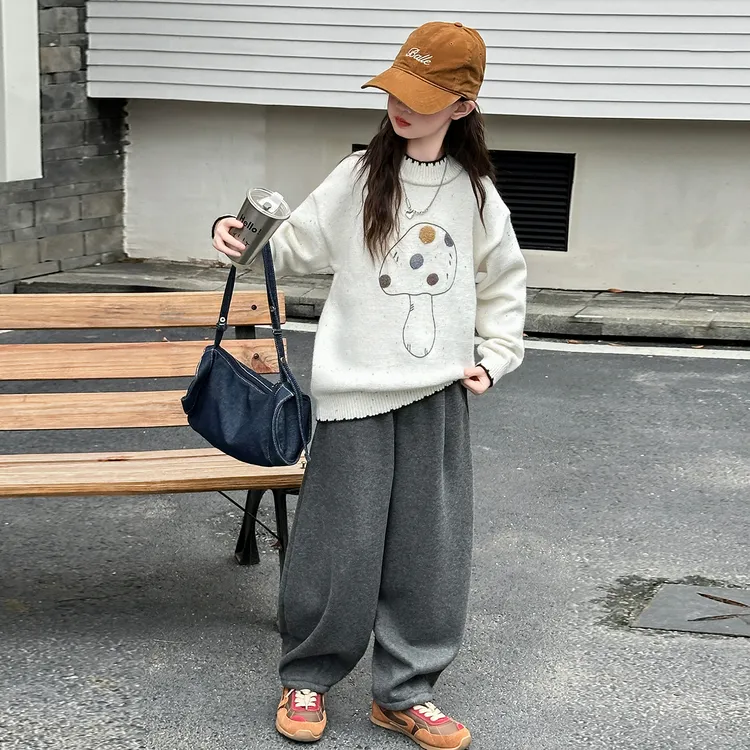 女童毛衣套装2025新款儿童洋气韩版宽松套头两件套中大童时髦百搭