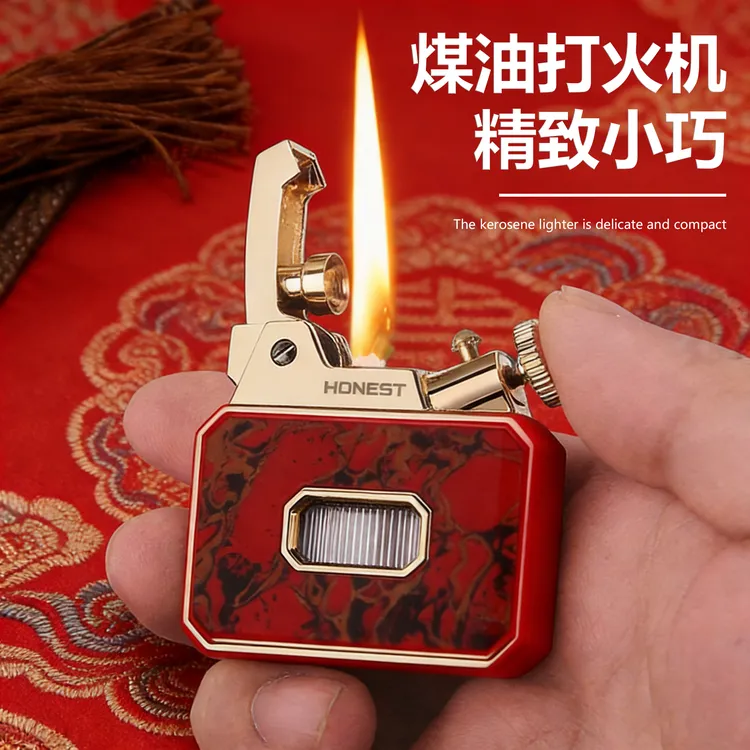 【正品】2026百诚打火机一键弹射点火透明仓个性创意复古打火机男士