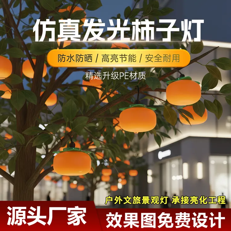 太阳能防水仿真柿子挂树灯亮化工程街道led景区氛围装饰灯露营灯