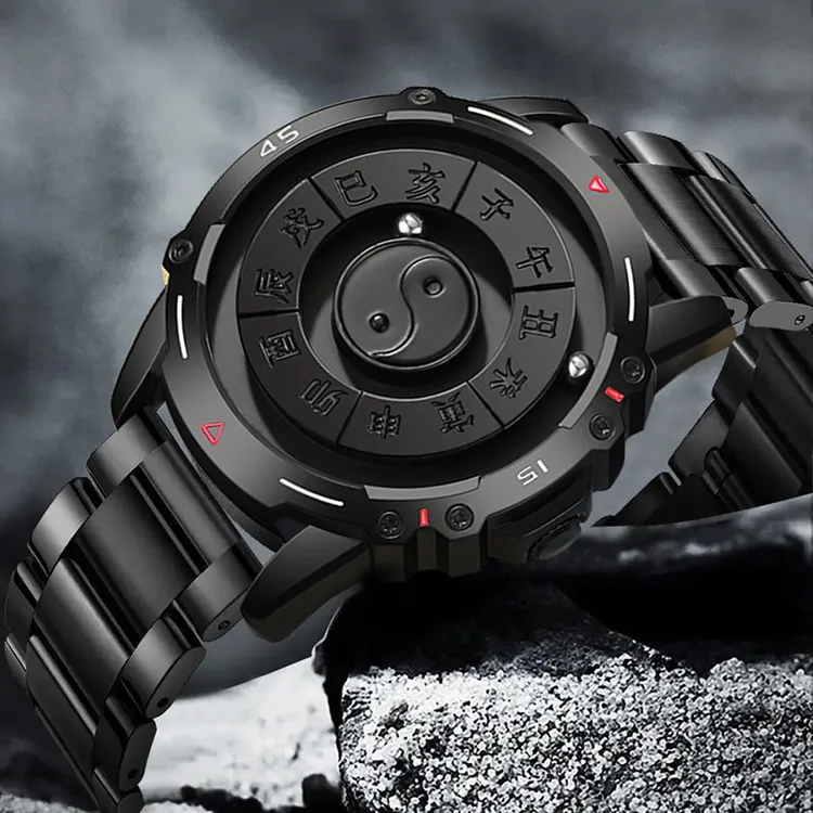 国潮爆款☯️黑科技磁悬浮夜光男表 八卦国潮十二时辰情侣防水手表