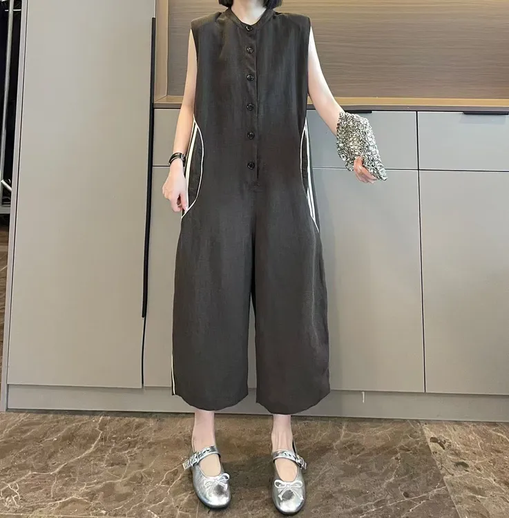 米可/MK-2564LJ【条纹撞色设计感连体裤】时尚休闲夏季新款连体裤