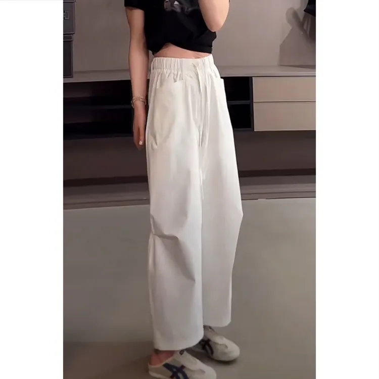显瘦轻薄阔腿裤女夏季新款休闲裤子透气萝卜裤九分抗皱弯刀裤百搭