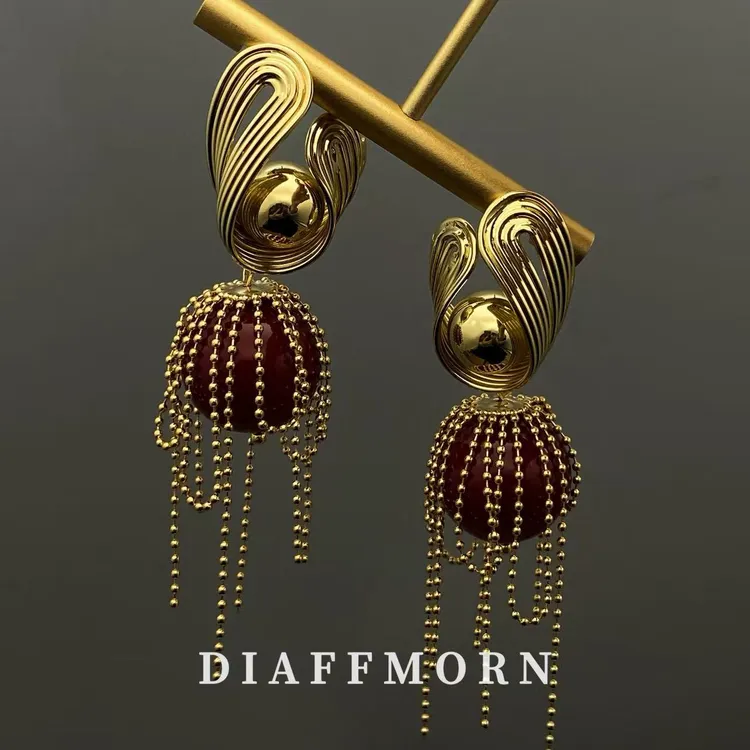 铜合金仿珍珠耳饰 〖珠帘壁合〗流苏轻奢气质耳环