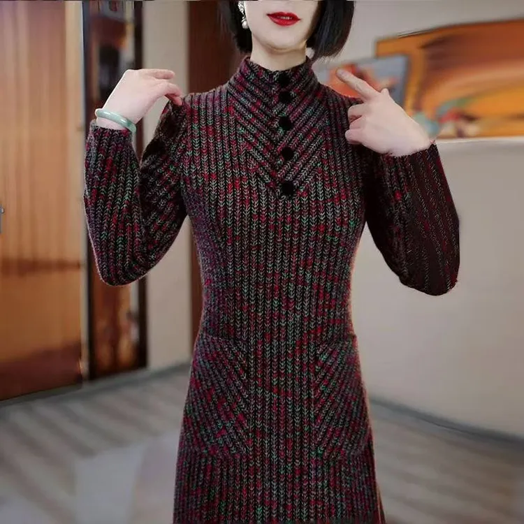 打底裙配大衣秋冬连衣裙加绒加厚遮肉显瘦洋气减龄年轻漂亮a字裙