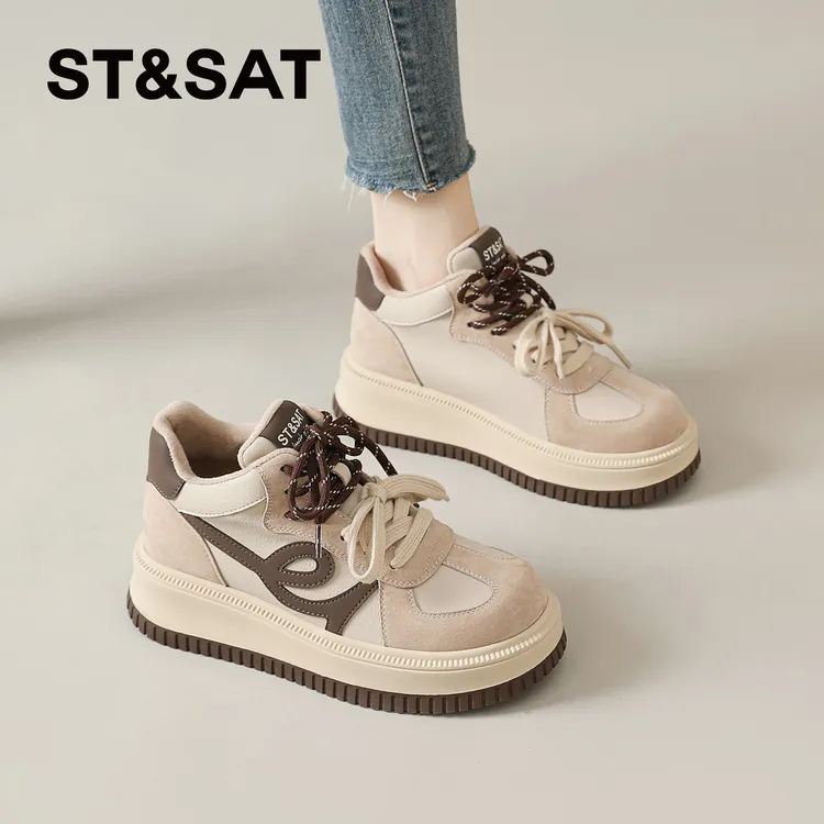 星期六加绒休闲板鞋高帮女款2025新款冬季保暖棉鞋巨好看德训鞋女