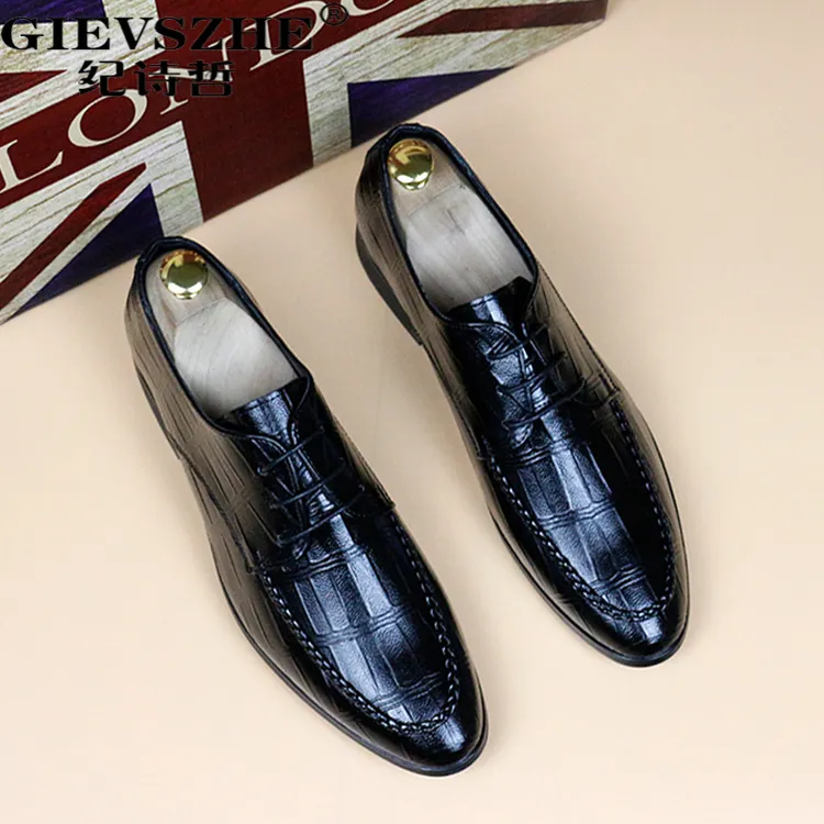 纪诗哲男士休闲皮鞋韩版青年尖头皮鞋潮流商务内韩版英伦男士皮鞋